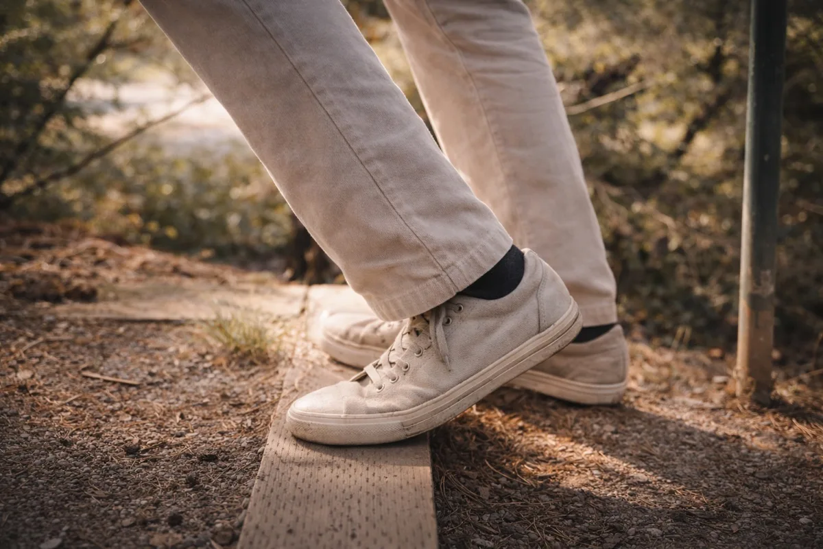 Spring step exercise for calf and ankle decompression